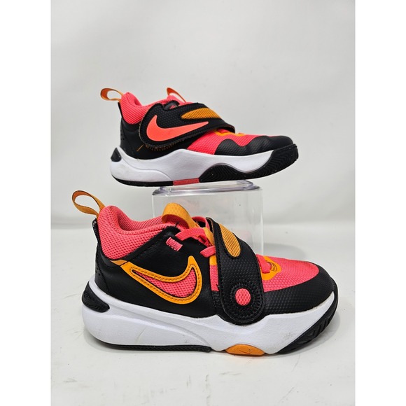 Nike Other - Nike Kids Shoes Toddler 11C Pink Black Orange Hook Loop Athletic Sneakers